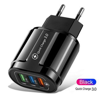 Încărcător USB cu 3 porturi Încărcare rapidă3.0 4.0 Pentru iPhone Samsung Xiaomi Huawei Încărcătoare pentru telefoane mobile Încărcare rapidă Adaptor de perete pentru tabletă