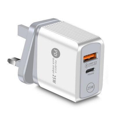Încărcătoare rapide PD de 25W, încărcător de telefon USB Convertor tip C QC 3.0 Adaptor de încărcare rapidă Accesorii pentru telefon mobil Conector UE/SUA/UK