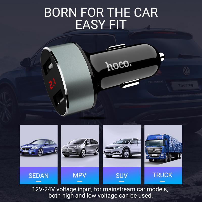hoco auto punjač usb adapter za punjenje 12 24 volta najbolji prijenosni brzi mini dual usb port za apple iphone 6 7 8 x android telefone