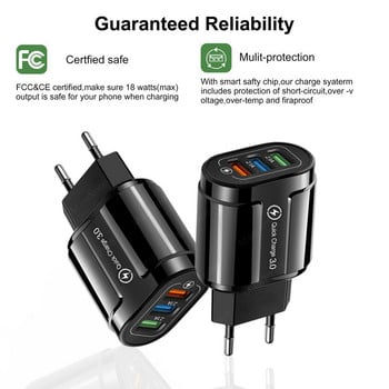 USB зарядно Quick Charge 3.0 Адаптер за бързо зареждане на телефон за iPhone 13 Pro Samsung Xiaomi Huawei Tablet EU/US Plug Стенни зарядни устройства