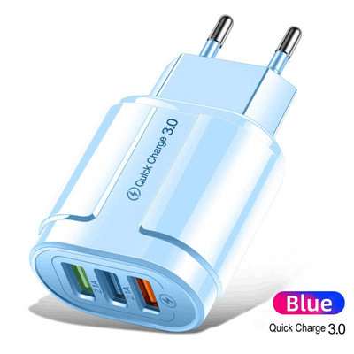 USB töltő gyorstöltő 3.0 gyorstöltő telefonadapter iPhone 13 Pro telefonhoz Samsung Xiaomi Huawei Tablet EU/US dugaszolható fali töltők