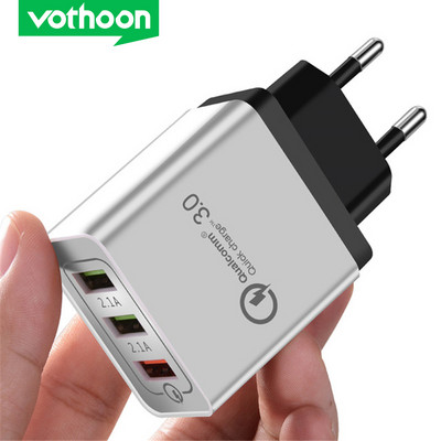 Vothoon 3 порта Quick Charger QC3.0 Phone USB Charger Fast Charging EU Plug зарядно за мобилен телефон за Samsung S9 S10 Xiaomi mi 9