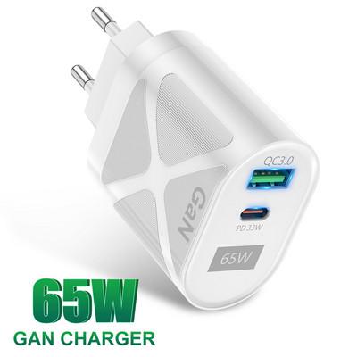 USLION GaN 65W Încărcător USB tip C Încărcare rapidă QC 4.0 QC3.0 PD Încărcător USB C Încărcare portabilă rapidă pentru iphone 13 12 11 Macbook