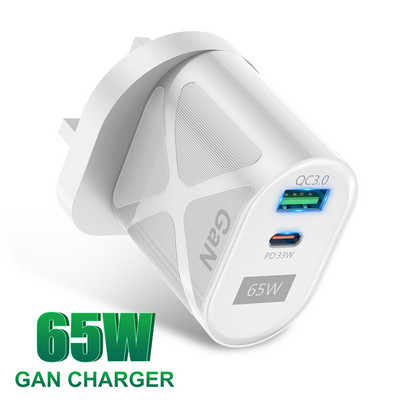 USLION GaN 65W Încărcător USB tip C Încărcare rapidă QC 4.0 QC3.0 PD Încărcător USB C Încărcare portabilă rapidă pentru iphone 13 12 11 Macbook