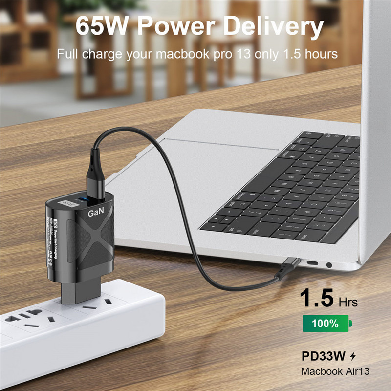 USLION GaN 65W USB tip C punjač Quick Charge QC 4.0 QC3.0 PD USB C punjač prijenosni brzo punjenje za iphone 13 12 11 Macbook