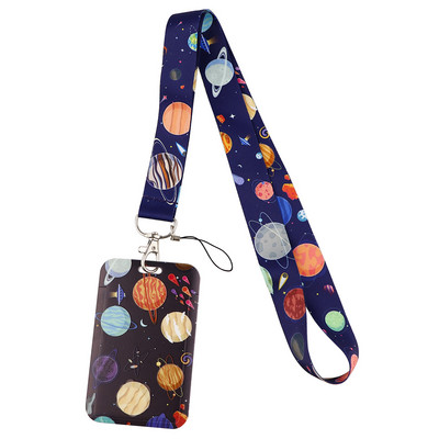 Planet Lanyards Breloc cu desene animate Moon Cureaua pentru gât Butoane pentru telefon Suport card de identitate Snur pentru chei DIY Snur de agățat