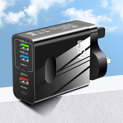 Încărcător USB C GaN PD 65W Încărcare rapidă 3.0 5 porturi Încărcător telefon tip C Adaptor de perete pentru iPhone 12 Pro max Samsung Xiaomi Huawei