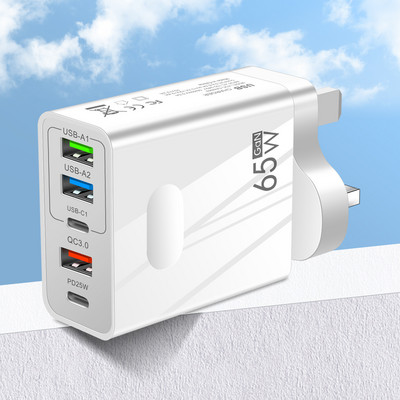 Încărcător USB C GaN PD 65W Încărcare rapidă 3.0 5 porturi Încărcător telefon tip C Adaptor de perete pentru iPhone 12 Pro max Samsung Xiaomi Huawei