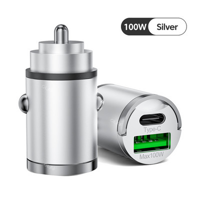 Mini încărcător de mașină USB 100W tip C QC3.0 PD Încărcătoare de mașină Adaptor de încărcare rapidă a telefonului de mașină pentru iphone Samsung Huawei Xiaomi
