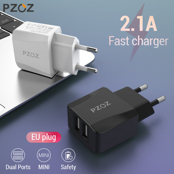PZOZ Dual Usb Charger Adapter 2a 5v Travel Φορητός φορτιστής τοίχου USB Έξυπνο κινητό τηλέφωνο Eu Βύσμα για iphone ipad Samsung Xiaomi 9