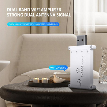 Wifi Repeater Driver Безплатен Wifi мрежов адаптер за настолен компютър USB WiFi Dongle Extender Booster с 2.4GHz/5GHz вградена антена