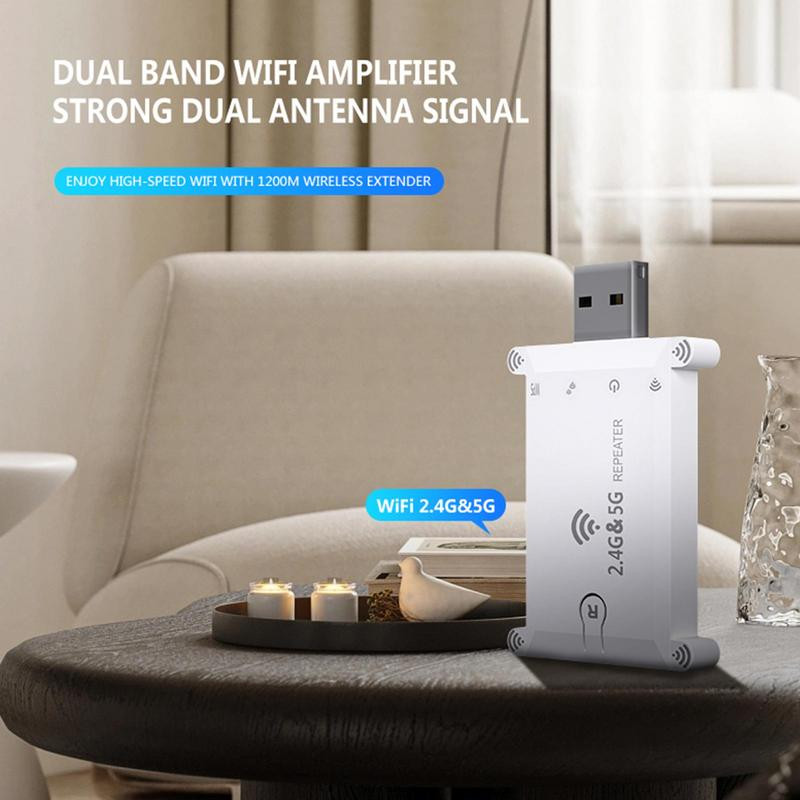 „Wi-Fi“ kartotuvo tvarkyklė Nemokamas „Wi-Fi“ tinklo adapteris, skirtas staliniam kompiuteriui USB „WiFi Dongle“ plėtiklio stiprintuvas su 2,4 GHz / 5 GHz įmontuota antena