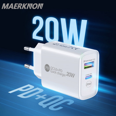 20 W USB tipo C įkroviklis LED adapteris PD greitas telefono įkroviklis skirtas iPhone 13 12 11 AirPods iPad Huawei Xiaomi LG Samsung USB C įkroviklis