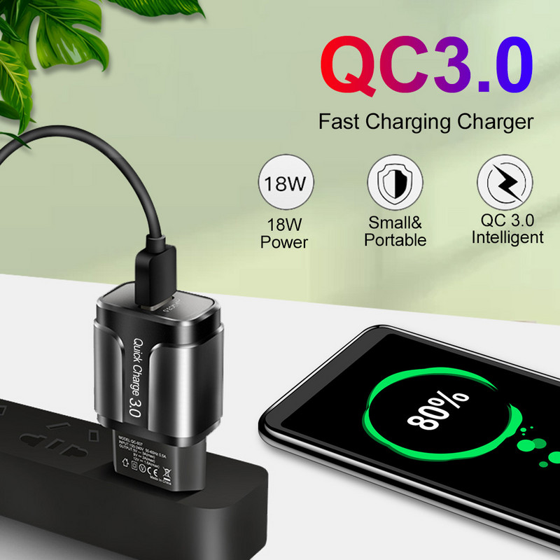 18W Quick Charge 3.0 USB punjač QC 3.0 4.0 USB utikač za telefon/brzi adapter za punjenje za Samsung A50 iPhone Xr 11 8 7 Xiaomi Huawei