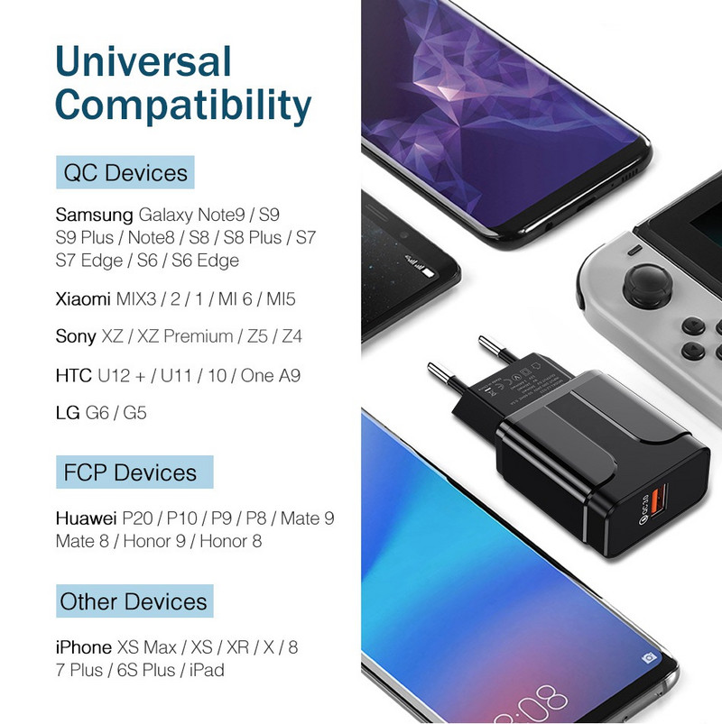 18W Quick Charge 3.0 USB punjač QC 3.0 4.0 USB utikač za telefon/brzi adapter za punjenje za Samsung A50 iPhone Xr 11 8 7 Xiaomi Huawei