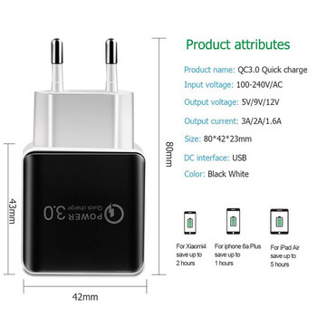 QC 3.0 Адаптер за бързо зарядно устройство 5A Micro USB кабел за Huawei P8 P9 Lite Y5 Y6 Y7 Y9 2018 Honor 6 7 LG G3 G4 18W EU Plug USB зарядно