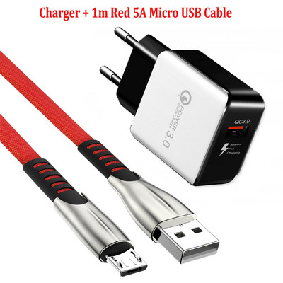 Adaptor pentru încărcător rapid QC 3.0 Cablu micro USB 5A pentru Huawei P8 P9 Lite Y5 Y6 Y7 Y9 2018 Honor 6 7 LG G3 G4 18W Încărcător USB cu mufă UE