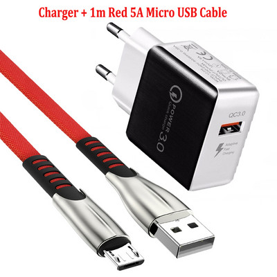 Adaptor pentru încărcător rapid QC 3.0 Cablu micro USB 5A pentru Huawei P8 P9 Lite Y5 Y6 Y7 Y9 2018 Honor 6 7 LG G3 G4 18W Încărcător USB cu mufă UE