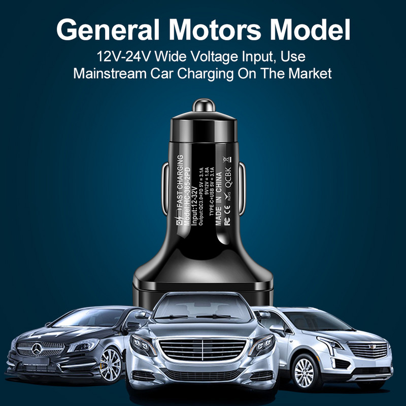 Φορτιστής αυτοκινήτου Olaf 38W Fast Charging Type C PD QC3.0 3.1A USB Charger Multiple Ports for iPhone Xiaomi Huawei Phone Adapter