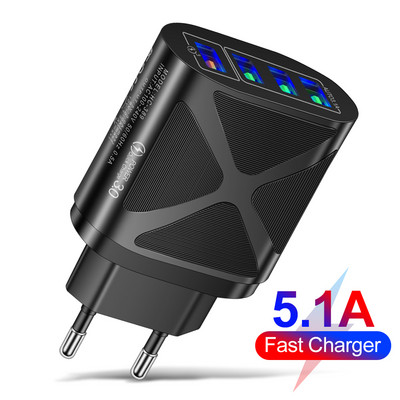65W USB зарядно устройство 5.1A бързо зареждане 18W адаптер за мобилен телефон за iPhone12 Pro Max EU/US Plug Стенно зарядно устройство за Xiaomi Huawei