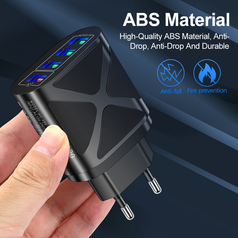 Φορτιστής 65W USB 5.1A Προσαρμογέας κινητού τηλεφώνου γρήγορης φόρτισης 18W για iPhone12 Pro Max Βύσμα φορτιστή τοίχου ΕΕ/ΗΠΑ για Xiaomi Huawei