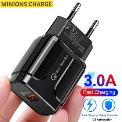 Зарядно за мобилен телефон Quick Charge QC 3.0 4.0 18W Fast Charging EU US Plug Adapter Стенен USB зарядно за iPhone Samsung Xiaomi