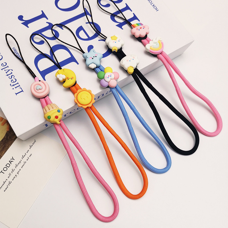 Κοντό μενταγιόν καρπού κινούμενα σχέδια Χαριτωμένο υφαντό κρεμαστό μενταγιόν καρπού κορδόνι τηλεφώνου κατά της απώλειας Ρυθμιζόμενο αποσπώμενο λουρί Κορδόνι κινητού τηλεφώνου