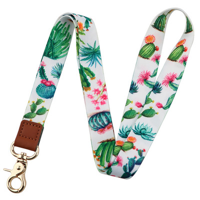 LX1131 Plant Cactus Snur pentru telefon din piele pentru breloc Suport card de identitate pandantiv USB Curea pentru gât Snur pentru telefon Accesorii