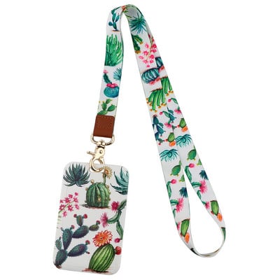 LX1131 Plant Cactus Snur pentru telefon din piele pentru breloc Suport card de identitate pandantiv USB Curea pentru gât Snur pentru telefon Accesorii