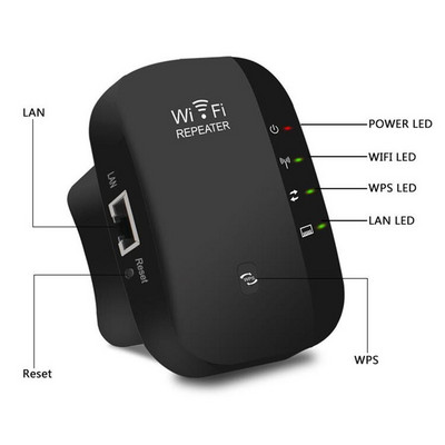 Repetor WiFi cu rază lungă de acțiune RYRA Amplificator WiFi Extender 300 Mbps Semnal de amplificare WiFi 802.11N Punct de acces pentru repetor Wi-Fi fără fir