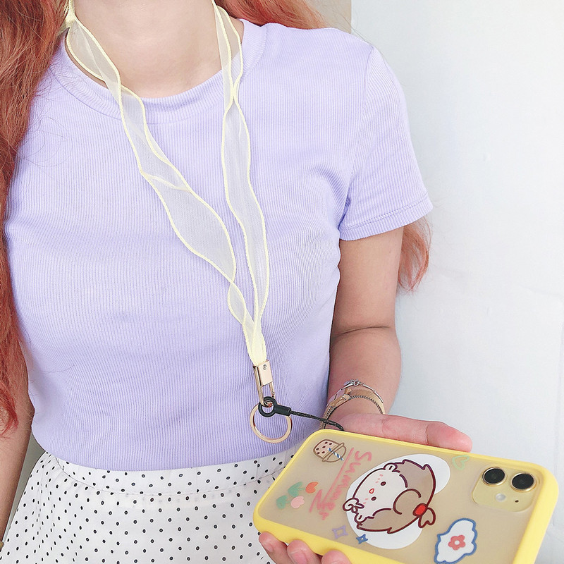 Jednostavan čipkasti stil čiste boje remen za oko vrata za ključeve ID iskaznica teretana USB remen za mobilni telefon DIY konop za vješanje Lariat konopac