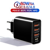 Încărcător USB C 60W Încărcare rapidă Încărcare rapidă 3.0 Încărcător pentru telefon mobil Adaptor tip C pentru iPhone 14 13 Airpods Xiaomi 13 Oneplus