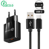 Încărcător rapid QC 3.0 Adaptor USB Cablu USB tip C pentru Motorola Moto G10 G30 G8 G9 Play One Vision LG Velvet încărcător pentru telefon mobil