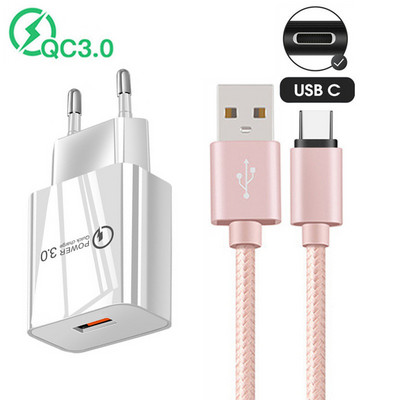 Încărcător rapid QC 3.0 Adaptor USB Cablu USB tip C pentru Motorola Moto G10 G30 G8 G9 Play One Vision LG Velvet încărcător pentru telefon mobil