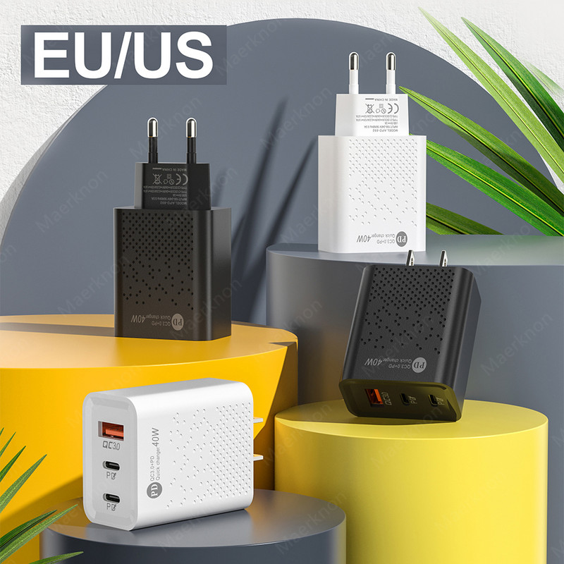 Φορτιστής USB C 60W Γρήγορη φόρτιση 3.0 3 θυρών PD Τύπος C Φορτιστής τοίχου γρήγορης φόρτισης για iPhone 13 12 Xiaomi 12 Προσαρμογέας τηλεφώνου Samsung