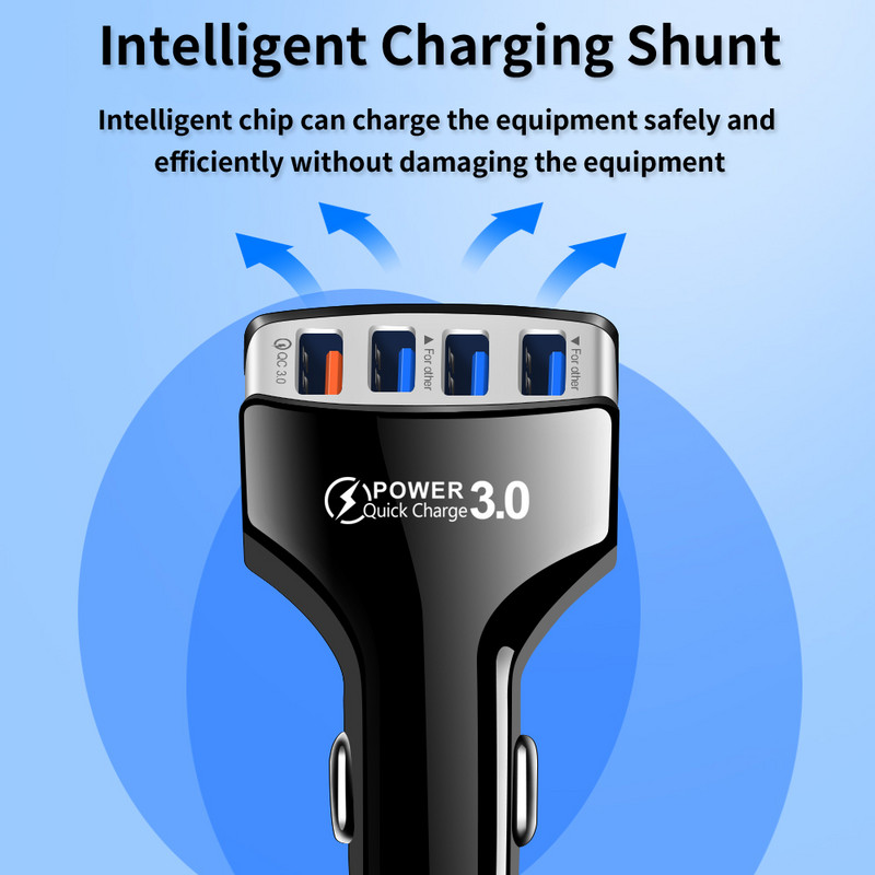 AIXXCO 4 Θύρες USB Φόρτιση αυτοκινήτου 15W Γρήγορη φόρτιση 3.1A για iPhone Προσαρμογέας φορτιστή κινητού τηλεφώνου Xiaomi Huawei στο αυτοκίνητο