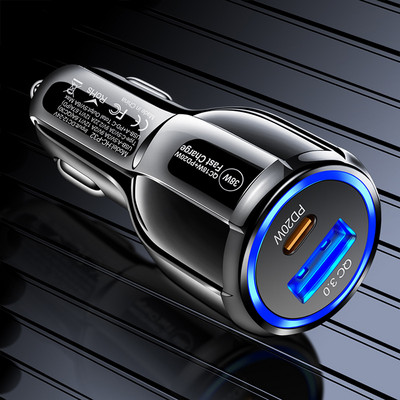 2 porturi USB încărcător auto tip C PD Adaptor telefon cu încărcare rapidă Brichetă auto pentru iPhone 13 12 Pro Max Samsung S21 S22