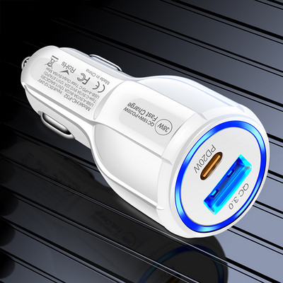 2 porturi USB încărcător auto tip C PD Adaptor telefon cu încărcare rapidă Brichetă auto pentru iPhone 13 12 Pro Max Samsung S21 S22