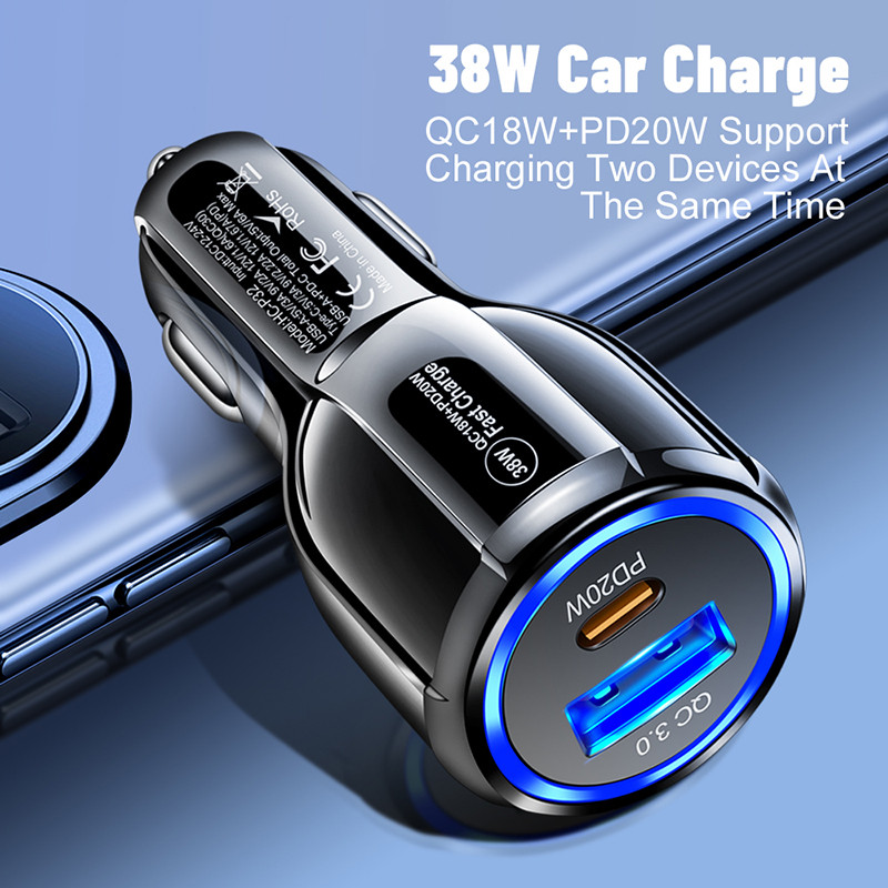 2 porta USB punjač za auto tipa C PD Adapter za brzo punjenje telefona, upaljač za automobil za iPhone 13 12 Pro Max Samsung S21 S22