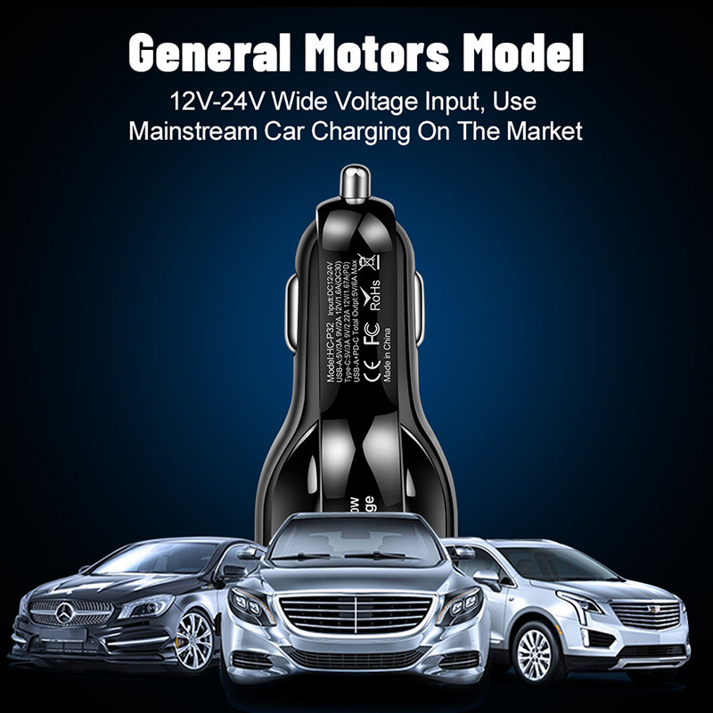 2 porta USB punjač za auto tipa C PD Adapter za brzo punjenje telefona, upaljač za automobil za iPhone 13 12 Pro Max Samsung S21 S22