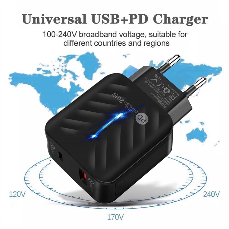 Φορτιστής USB 20W PD QC Γρήγορος φορτιστής τηλεφώνου για iPhone 13 pro max 12 11 Pro Max X Xs Xr 7 AirPods iPad Huawei Xiaomi LG Samsung
