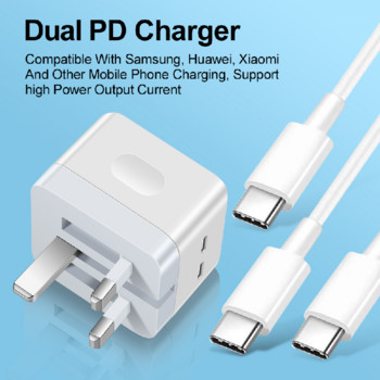 USLION 40W USB зарядно устройство PD USB Type C Dual Port USB Phone Charger Бързо зареждане за iPhone 13 Xiaomi Samsung iPad лаптопи таблети