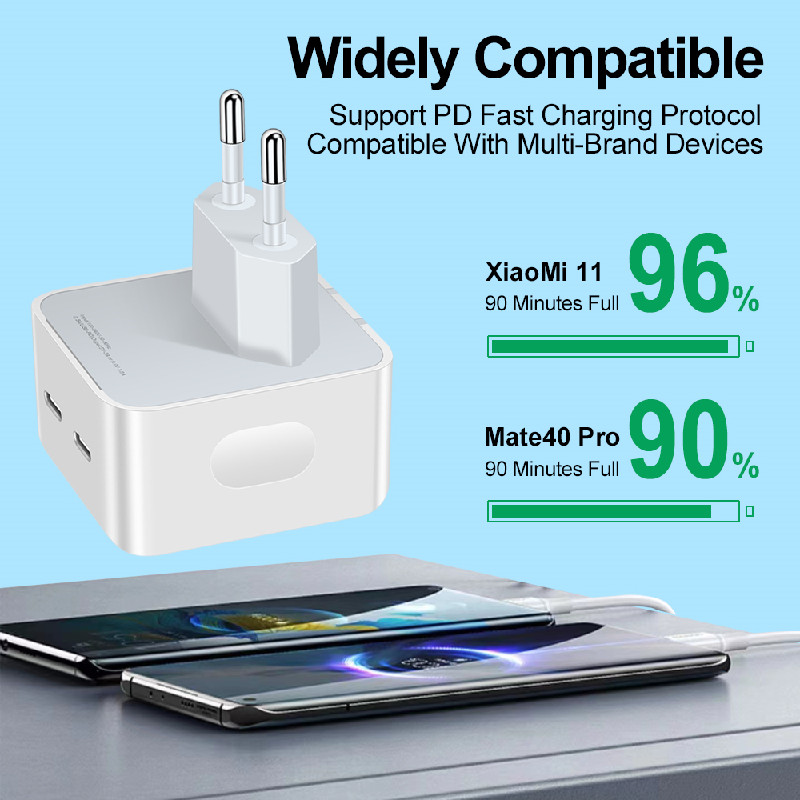 Încărcător USB USLION 40W PD USB tip C Încărcător pentru telefon USB cu două porturi Încărcare rapidă pentru iPhone 13 Xiaomi Samsung iPad Laptop Tablete