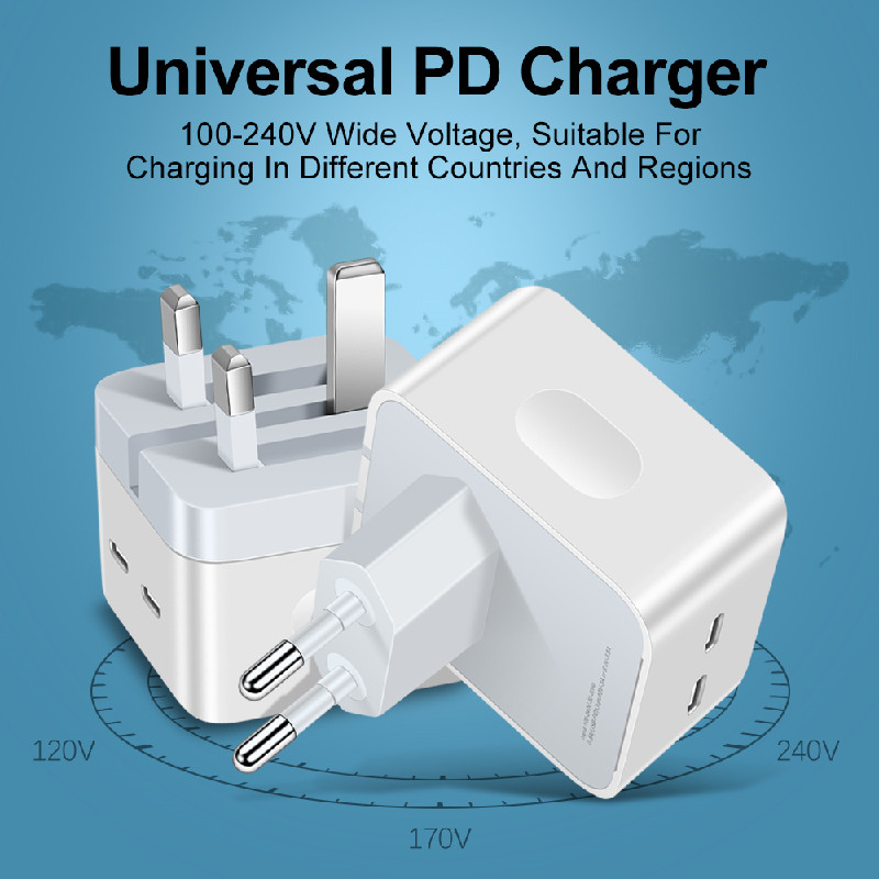 Încărcător USB USLION 40W PD USB tip C Încărcător pentru telefon USB cu două porturi Încărcare rapidă pentru iPhone 13 Xiaomi Samsung iPad Laptop Tablete