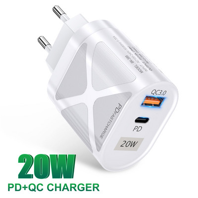 PD20W Tip C QC3.0 USB Telefon mobil Adaptor pentru cap de încărcare rapidă Încărcătoare USB de perete pentru Iphone 13 12 Promax Samsung S22 S21