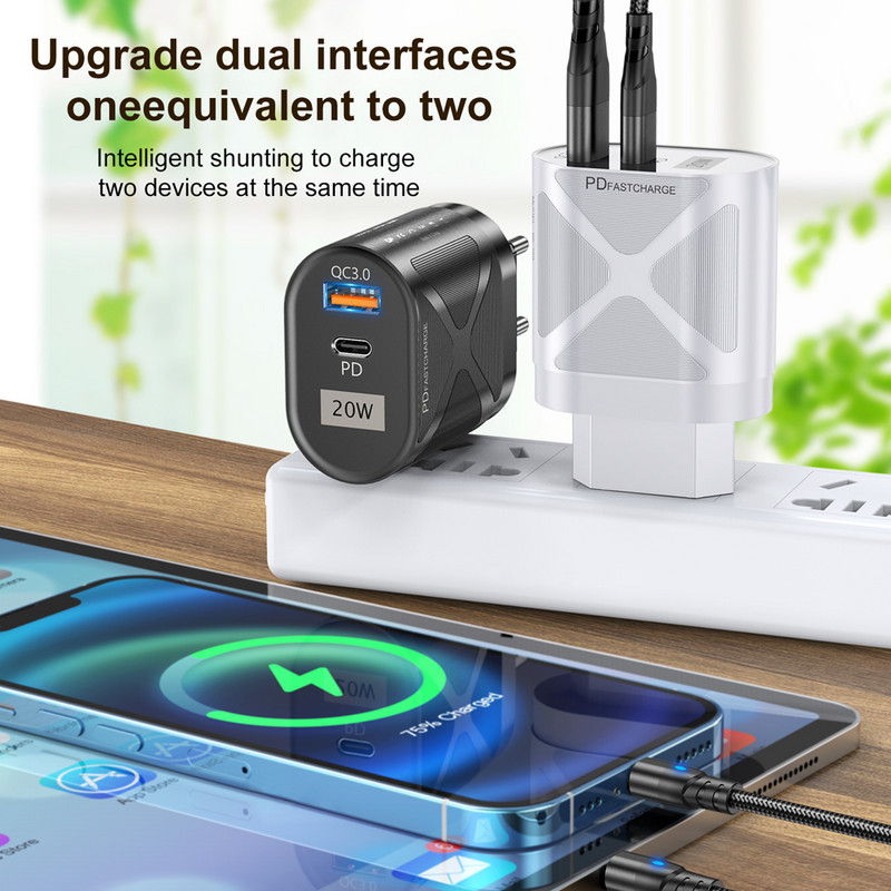 PD20W Type C QC3.0 USB mobilni telefon Adapter za glavu za brzo punjenje Zidno napajanje USB punjači za Iphone 13 12 Promax Samsung S22 S21