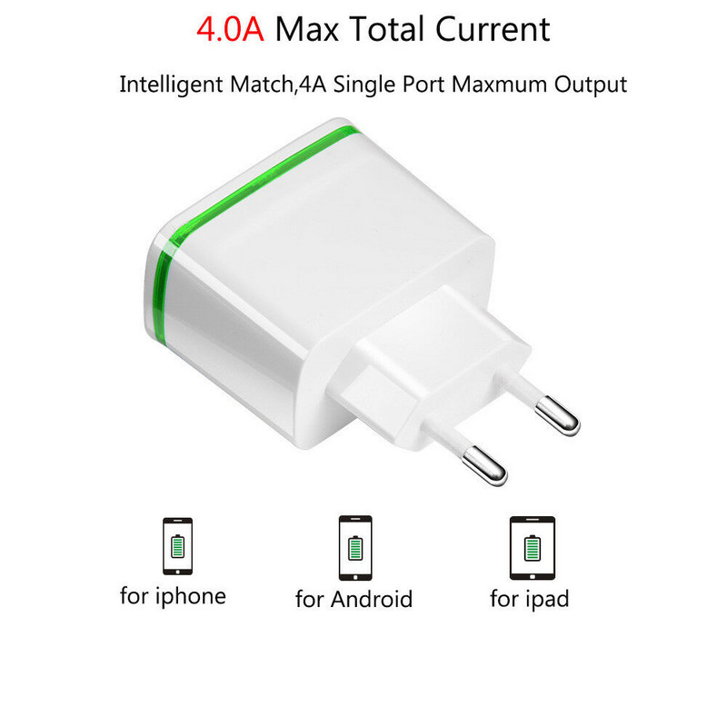 4 porta USB punjači za telefon Zidni punjač 5V 4A za Iphone EU utikač Utičnica za mobilni telefon Putni adapter za punjenje