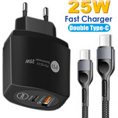 Încărcător USB C 25W Încărcător de încărcare rapidă 2 porturi Tip C Încărcător pentru telefon mobil Adaptor PD pentru Samsung Xiaomi iPhone Oneplus 10 pro