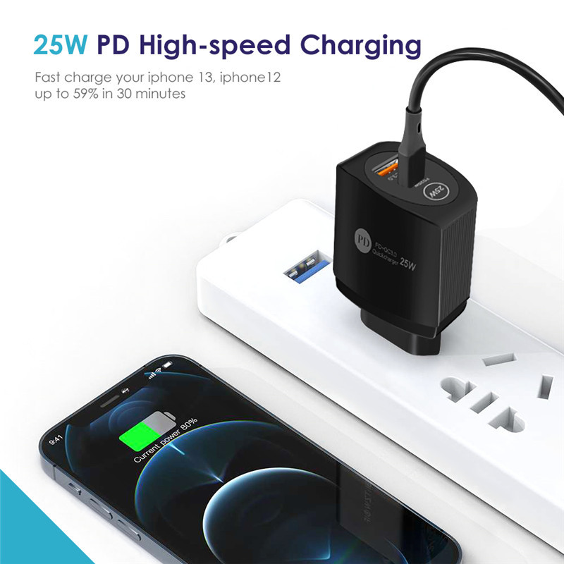 USB C punjač 25W punjač za brzo punjenje 2 porta Tip C punjač za mobilni telefon PD adapter za Samsung Xiaomi iPhone Oneplus 10 pro