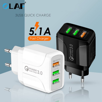 Olaf QC3.0 USB įkroviklis Quick Charge 3.0 mobiliojo telefono greito įkrovimo adapteris, skirtas iphone Samsung universalus nešiojamas sieninis įkroviklis